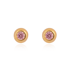 Mini Gems, Pink Safir øreringe, Forgyldt sølv, 1 par